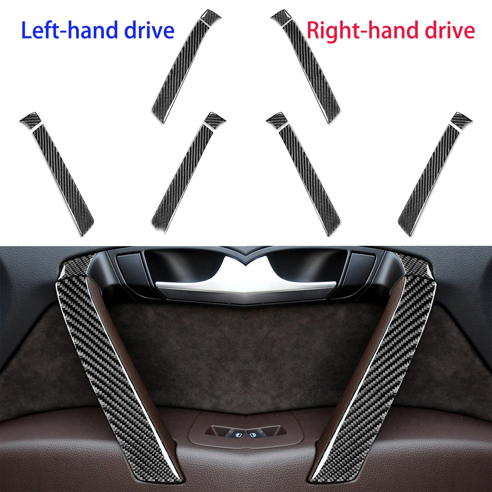 

For Audi Q7 2007-2015 Refit Carbon Fiber Interior Door Handle Set Wood grain trim accessories sticker