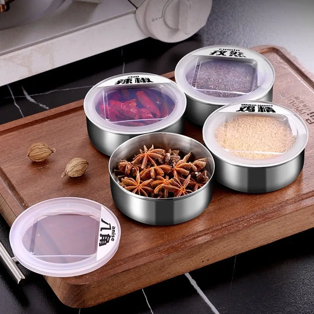 

3Pcs Stainless Steel Magnetic Seasoning Containers Wall Mounted Visible Magnetic Spice Jars Silver Moisture-proof