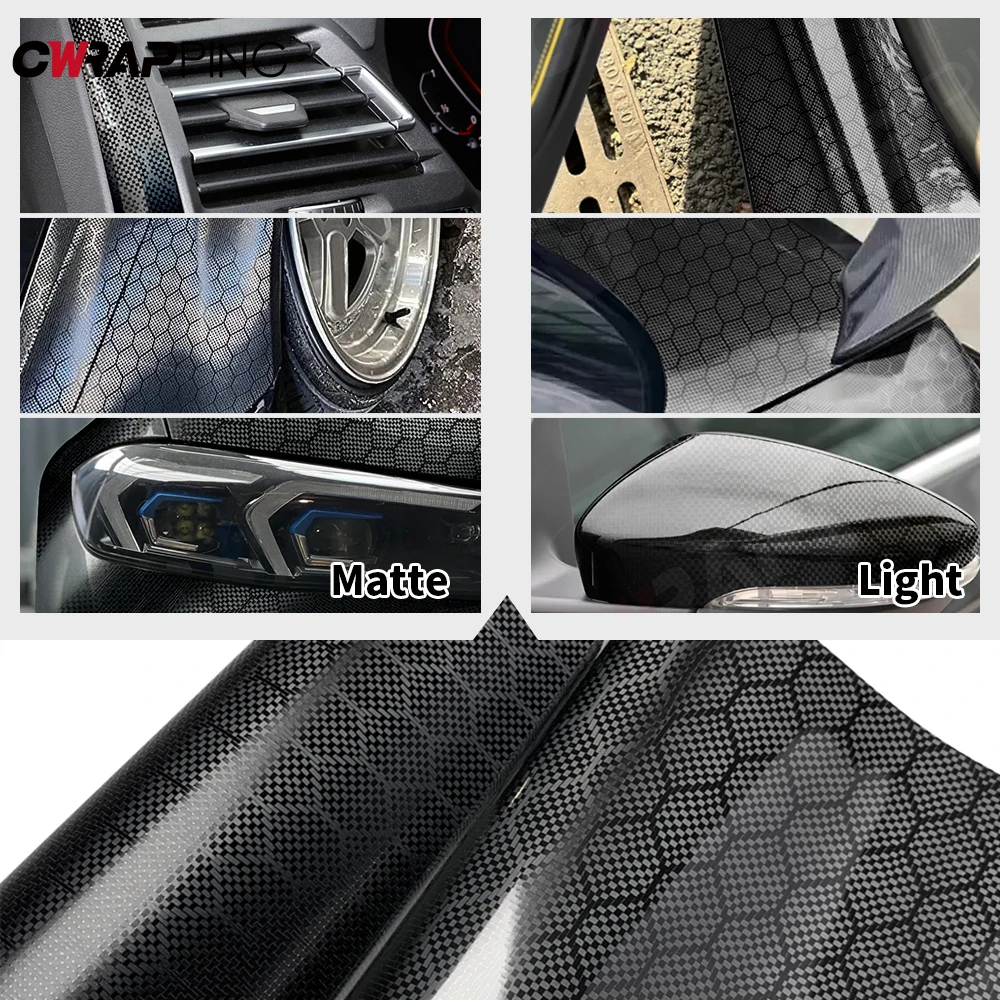 Forged Carbon Film Honeycomb Texture Exterior Car Vinyl Wrap for Car Waterproof Auto Outdoor Accessories Carbon Fiber Sticker