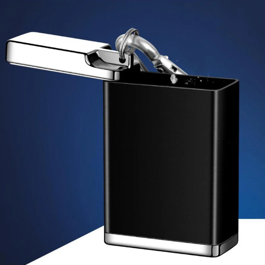 

1pc Portable Zinc Alloy Ashtray Mini Metal Rectangle Hanging Cigarette Compact Key Chain Car Use Reusable Environmental