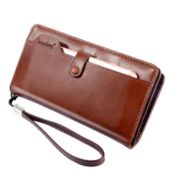 Men Wallets Long Style High Quality Mobile Phone Card Holder Male Purse Zipper Large Capacity Brand PU Leather Wallet For Men