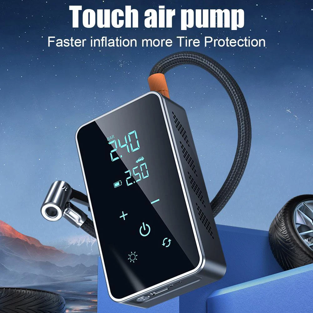 Car Electric Air Pump Portable Wired/Wireless Digital Touch Air Compressor 150PSI Suitable for Car Motorcycle Inflation Pump