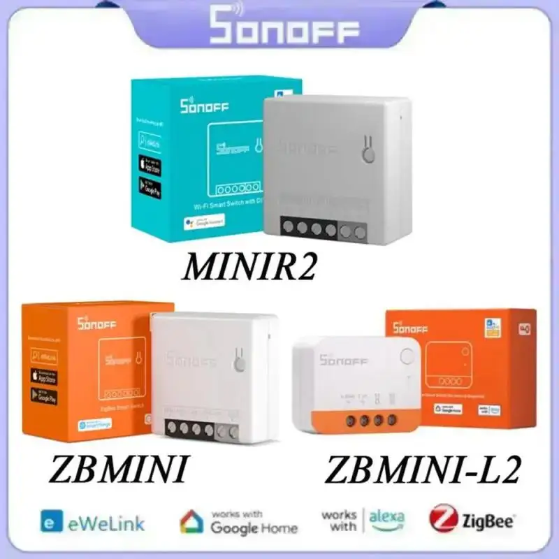 

Смарт-переключатель SONOFF MINI R2/ZBMINI/телефон с голосовым управлением, смарт-переключатель Zigbee/WiFi, работает с Alexa eWelink Google Home