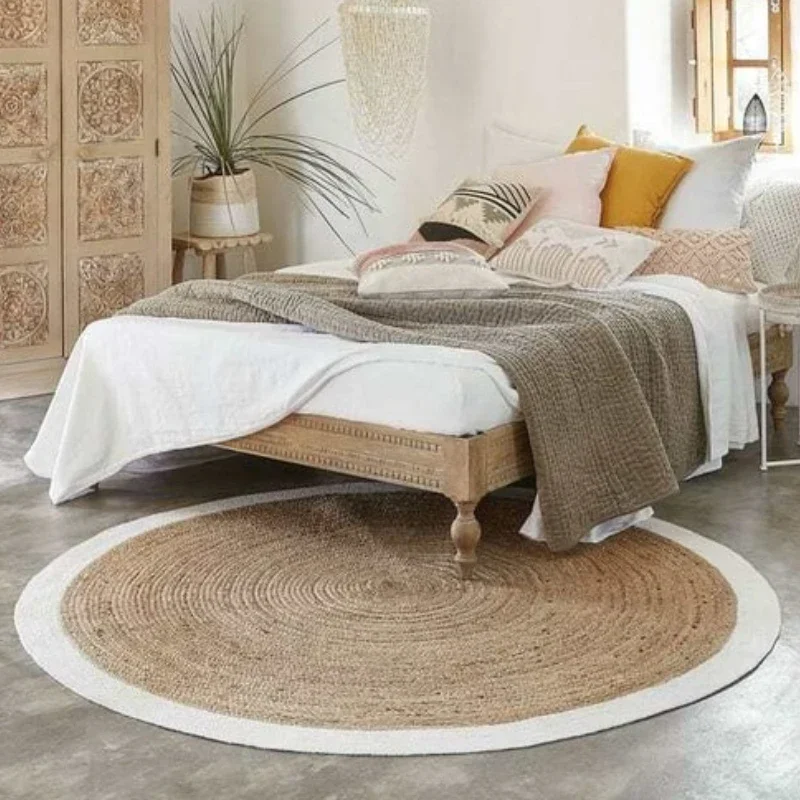 

Natural Jute Rug Woven Hand-woven Home Decoration Double-sided Circular Modern Carpet