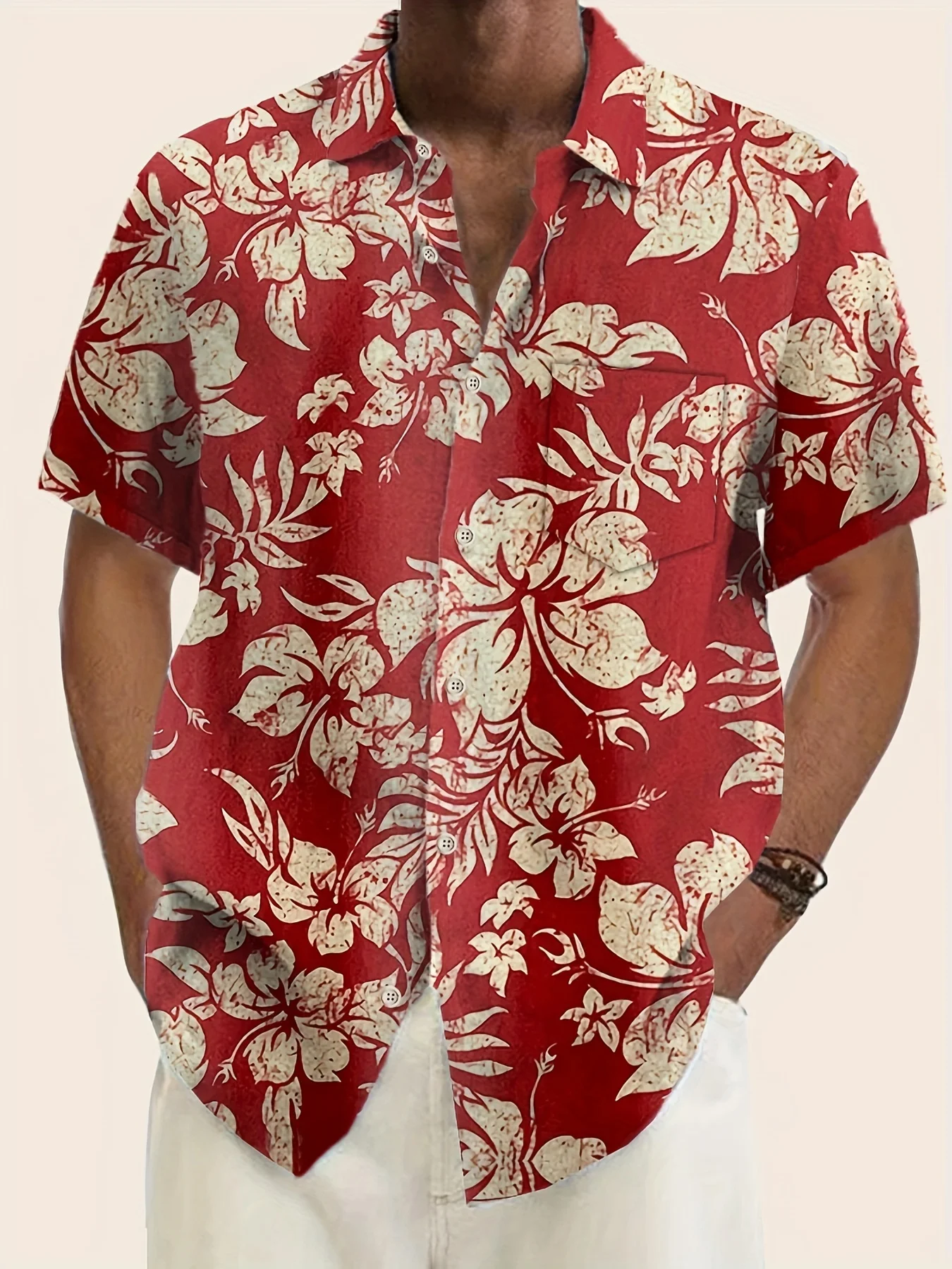 New Summer Men\'s Hawaiian Shirts For Beach Retro Floral Printed Short Sleeve Lapel Shirt Oversized Casual Loose Hawaii Shirt Top