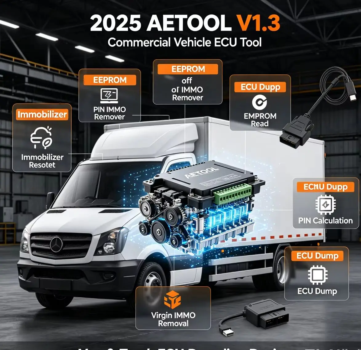 2025 AETOOL V1.3 ECU Decoding Tool Immobilizer EEPROM off IMMO Remover ECU Dump PIN Calculation Virgin/IMMO Removal Device