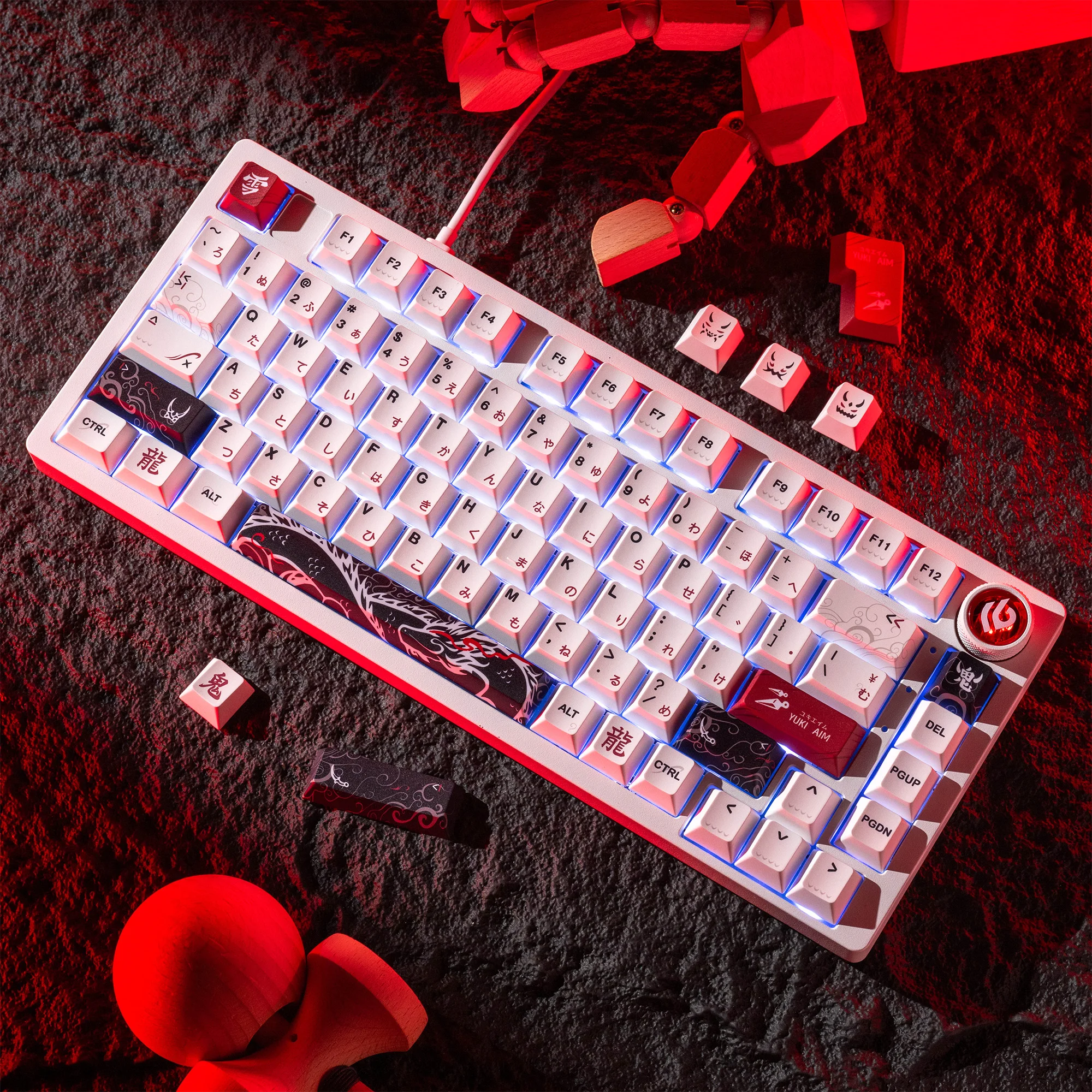 XVX New Yuki Aim Keycaps for Keyboard Japanese Anime Keycaps PBT Dye-Sublimation Thick Keycaps Cherry Profile 134 Keys