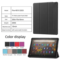 Case for Amazon Fire HD 10 (2023) 10 inch Tri-Folding Stand Smart Leather Tablet Cover For Fire HD 10 2023 Anti-drop Case