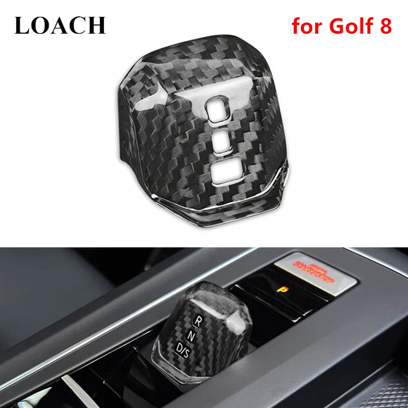 Real Carbon Fiber Car Gear Shift Knob Cover Sticker For VW Golf 8 MK8 8th VIII 2021-2023 Decoration Cap Case CAPA Accessories