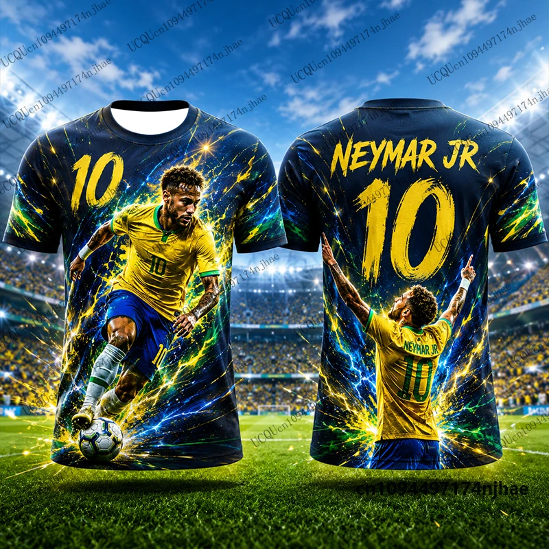 2026 New Brazil Special Neymar 10 Print Soccer Jersey For Men‘s T-shirt Summer Quick-Drying Sports Tees Casual Kids/Adult Tops - view 5