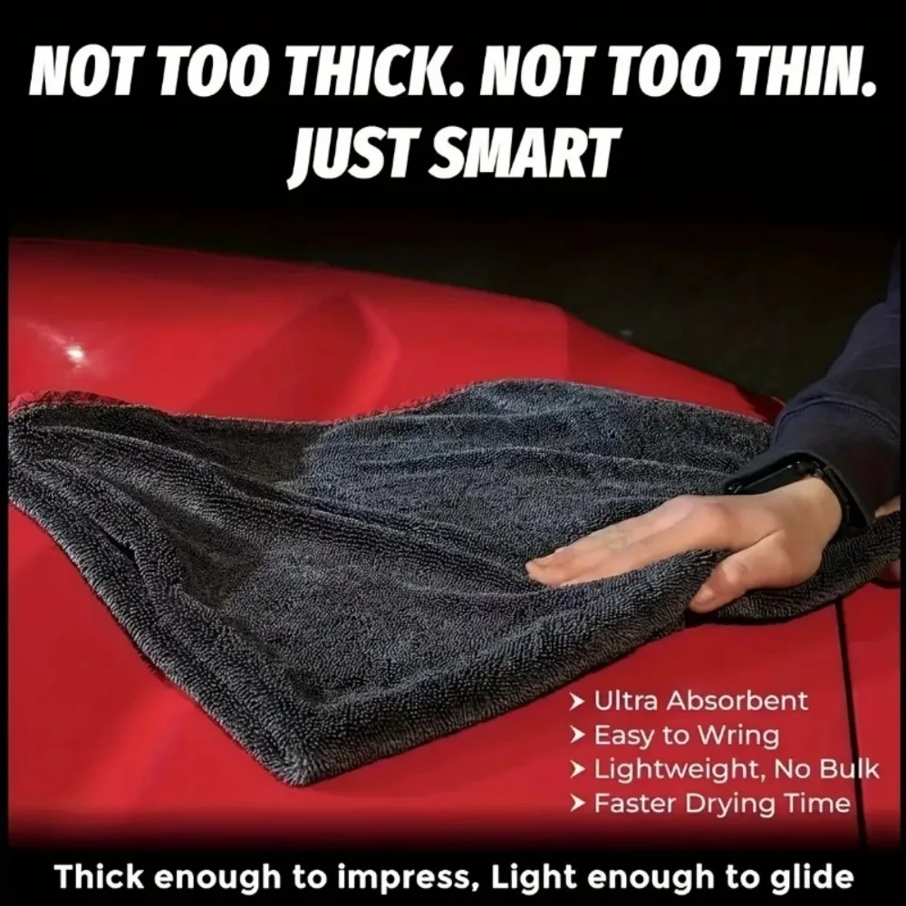 XXL Ultra Absorbent Microfiber Car Towel - Thickened Drying Towel with Twist Ring Design for Auto Cleaning