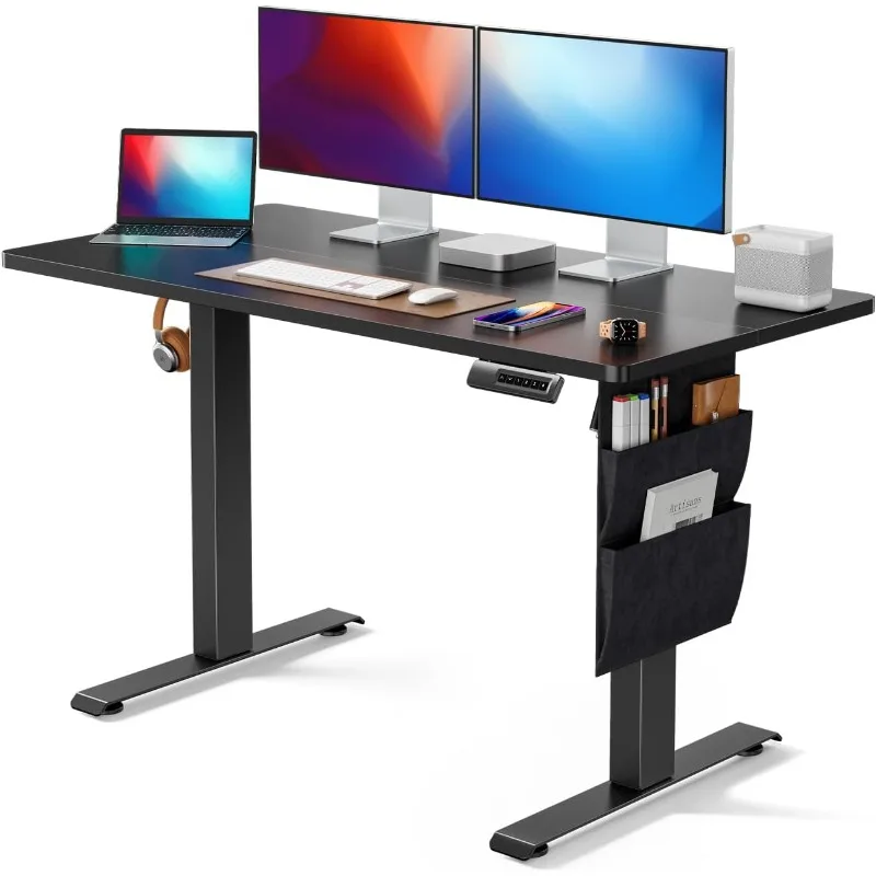 Standing Desk Adjustable Height Home Office Desk,‎48x24 Inch Electric Standing Desk, Stand up Desk with Storage Bag,Headphone