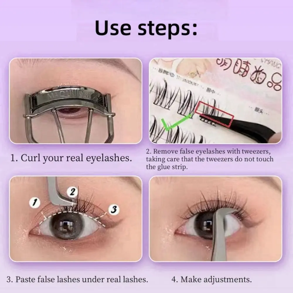 Fashion Sweet Self Adhesive False Eyelashes Comic Eye Soft Glue Free Fake Eyelashes Curled DIY Cluster False Lashes Daily