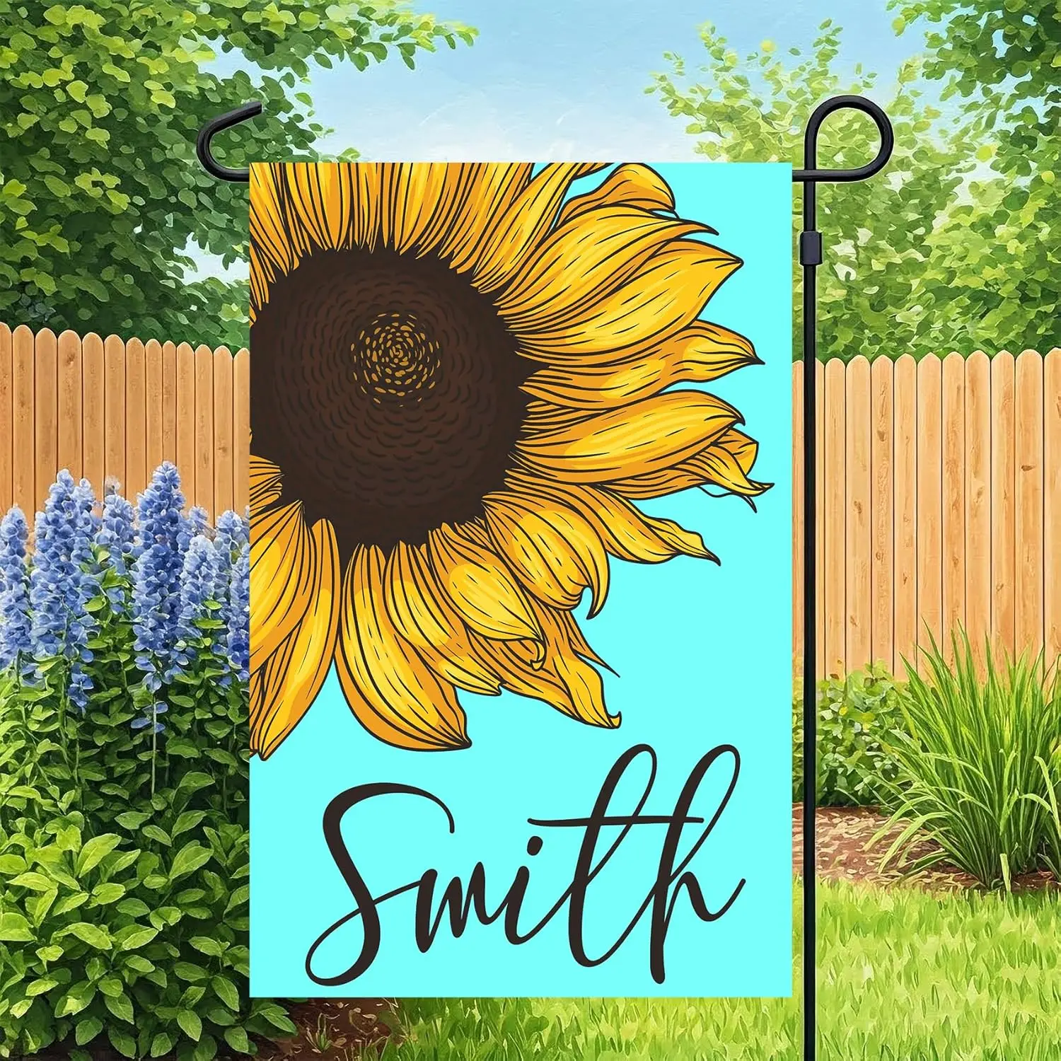 Custom Welcome Summer Garden Flag Personalized Floral Sunflower House Flag Double-Sided Vertical Yard Decor for Christmas &a UUX