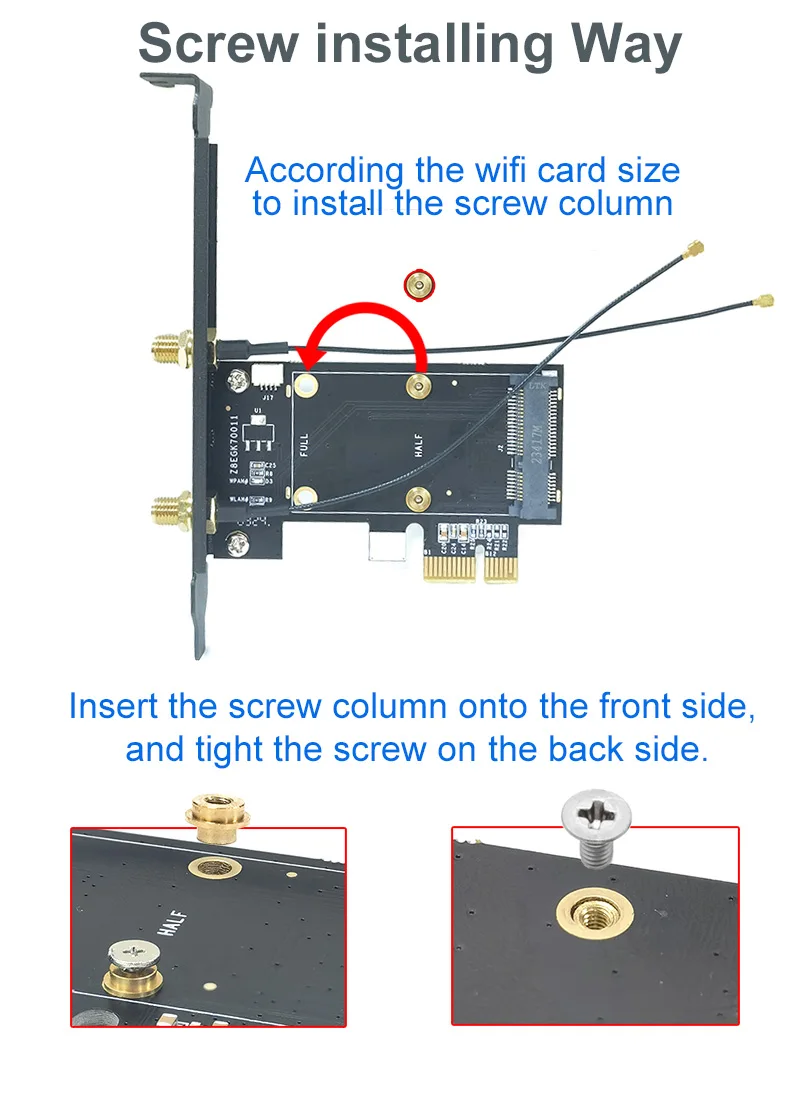 Mini PCI-Express to PCIE X1 for Mini PCI-E Wifi Adapter desktop converter Dual-Band Support Bluetooth for 7260AC 5100 wifi card