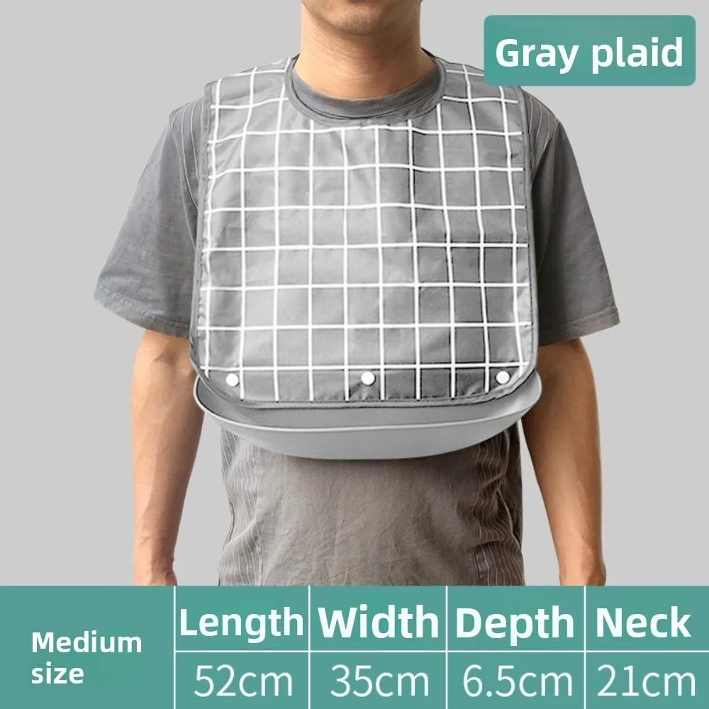 New S/M/L Adult Bib Waterproof Dirt Resistant Adult Cover Adjustable Washable Elder Mealtime Bib Dinning Aid