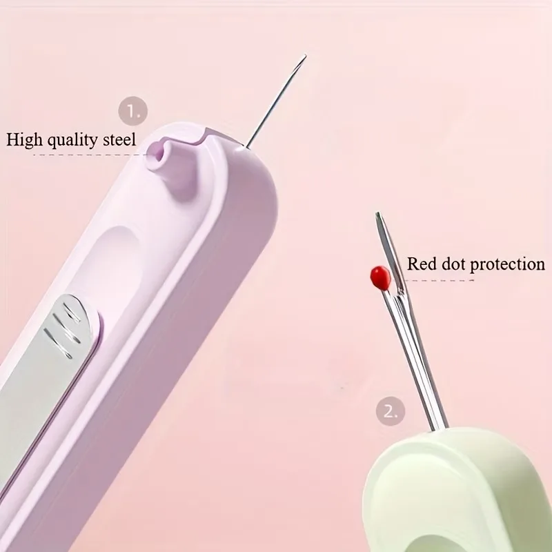2 in 1 Easy Threader Sewing Needle Threading Tool for Elderly Multifunction Hand Sewing Tool with Built-in Thread Cutter Ripper