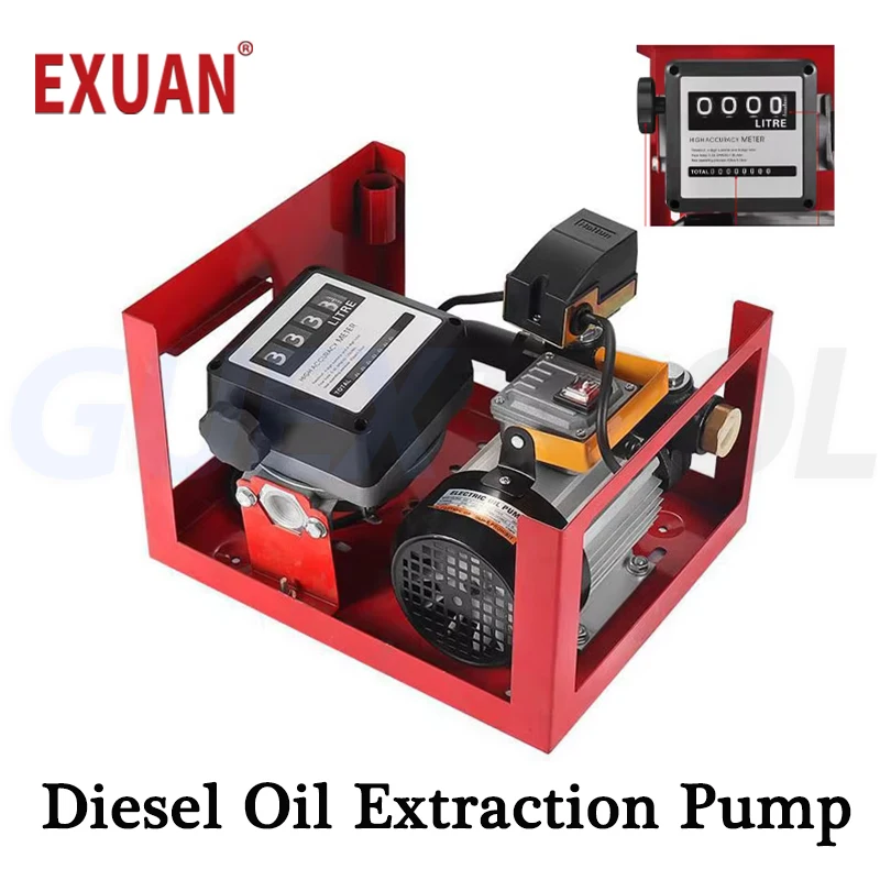 Vehicle Diesel Oil Extraction Pump Automatic Fuel Dispenser Digital Flow Meter Fueling Tool Portable Transfer Pump Refueling Gun