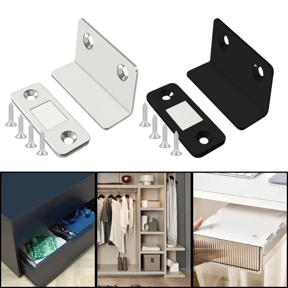 Punch-free Door Stopper 38*25*17MM With 4 Screws Adaptable L-Shaped Magnetic-Closure Furniture Invisible Door Closer Home Parts