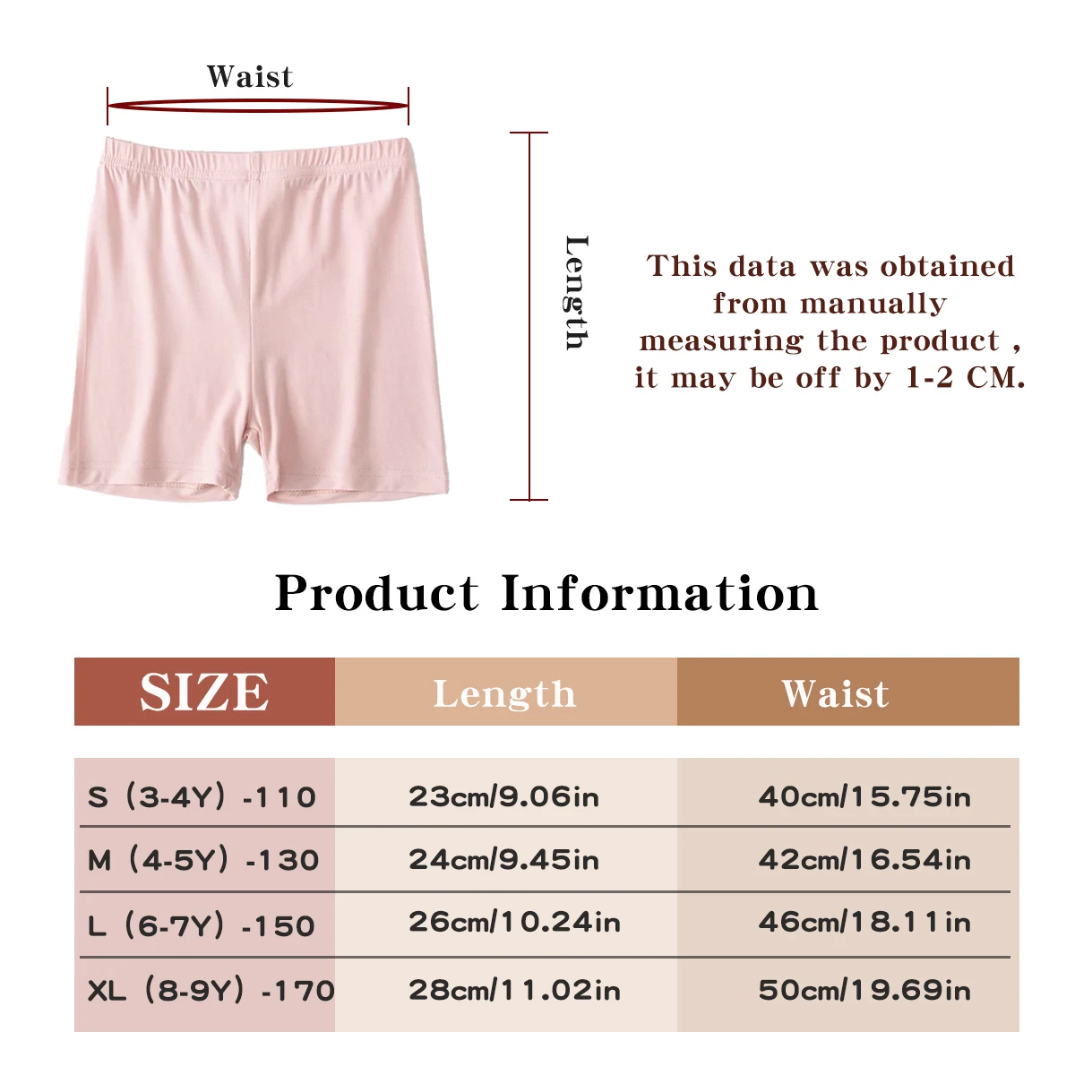 2 PCS Kids Tights Girls' Shorts & Safety Shorts, Anti-Exposure, Simple Solid Color, Suitable for Kids' Daily Wear, Moderate Thic view 6