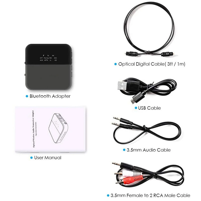 Aptx HD Bluetooth 5.0 Transmitter, Audio Adapter For 2 Headphones, With Display, Low Latency, Supports Fibre Optic Cable