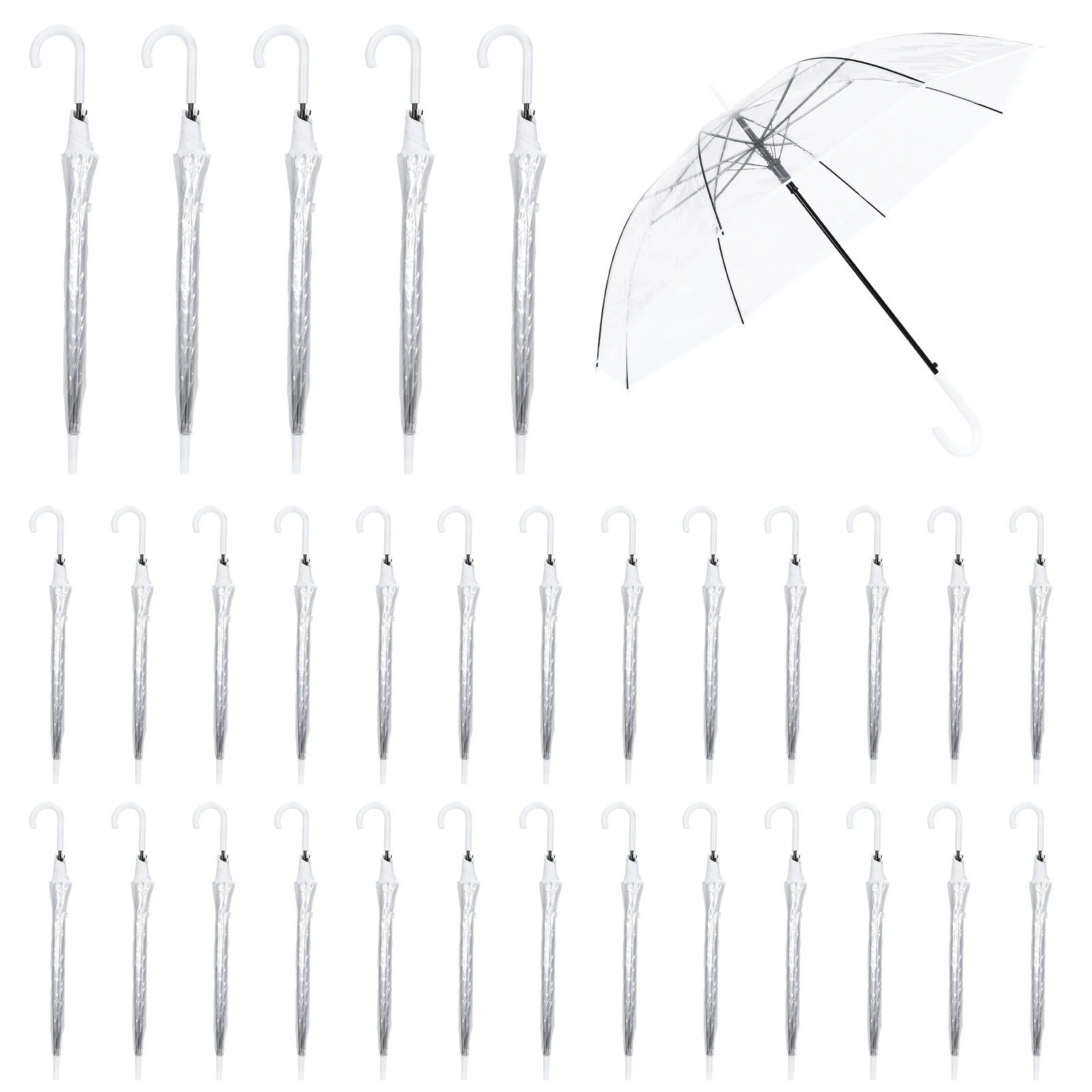 

Набор из 50/32 прозрачных ветрозащитных и водонепроницаемых зонтов-тростей для свадьбы, автоматическое открытие, оптом, для невесты и жениха, для фотосессий, гольфа, активного отдыха