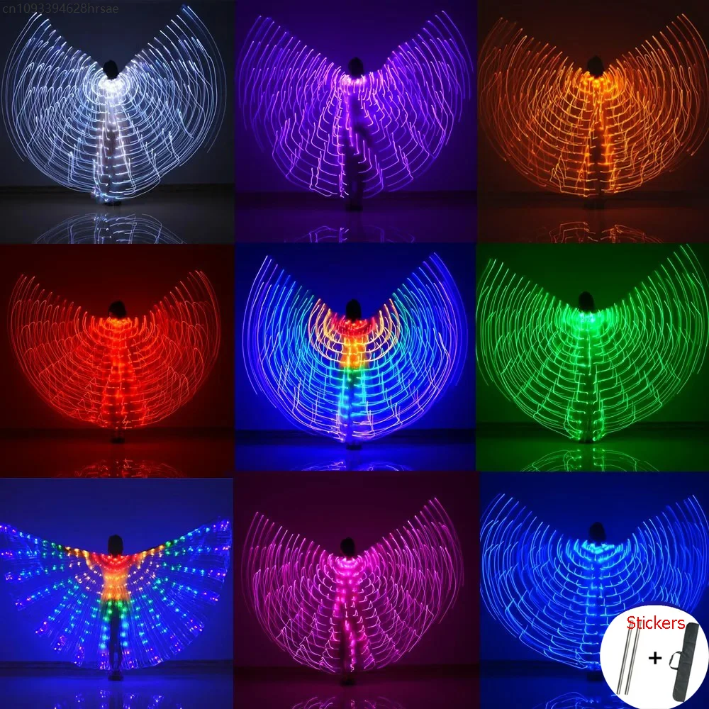 

LED Luminous White Green Blue Light Adult Kids Child Dancer Butterfly Isis Wing Belly Dance Party Halloween Costume Props