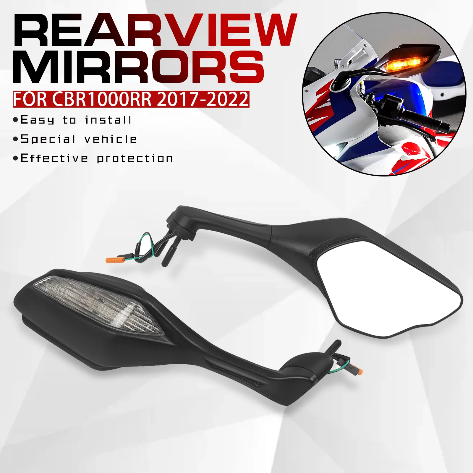 

Motorcycle Rear View Mirrors With LED Turn Signal Light For Honda CBR1000RR CBR 1000 RR CBR1000 RR CBR 1000RR 2017-2022