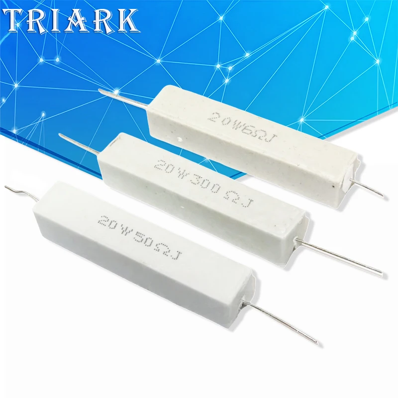 5PCS 20W 5% Ceramic Cement Resistor 0.1R 0.2 0.25 0.5 1 2 3 4.7 10 20 50 100 Ohm 3R 12R 27R 100R 180R 220R 1K 2.2K 4.7K 8.2K 10K