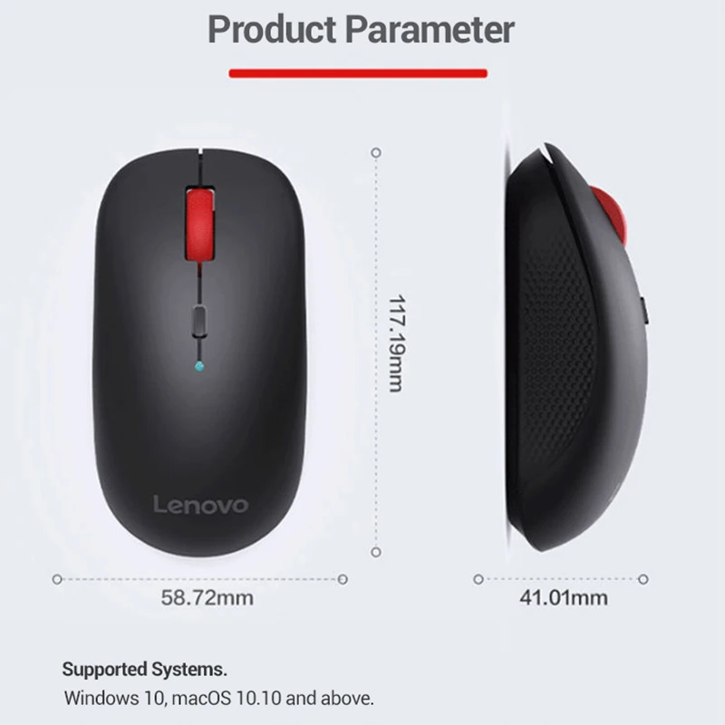 Lenovo M25 Wireless Mouse 1000 DPI 58G Weight Ergonomic Design Black White Choice Simple Portable Operation Silent Office Mouse