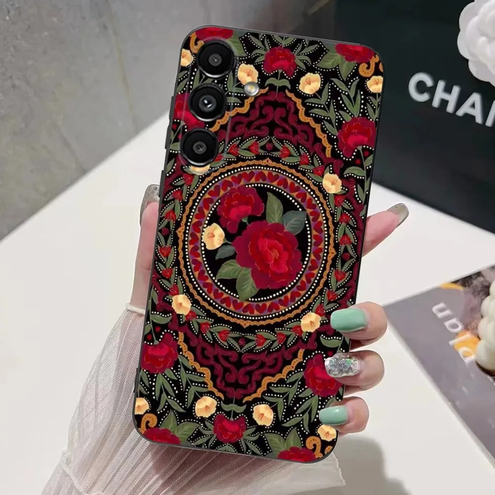 Persian Carpet Floral Pattern  Phone Case For Samsung S24,S21,S22,S23,S30,Ultra,S20,Plus,Fe,Lite,Note,10,9,5G Black Soft Cover