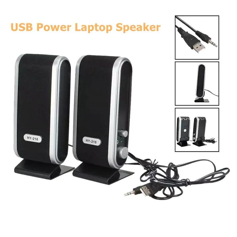 6W USB 2.0 Wired USB Power Notebook Speakers Stereo 3.5mm Audio Jack Portable Loud Speaker for PC Laptop Computer MAC