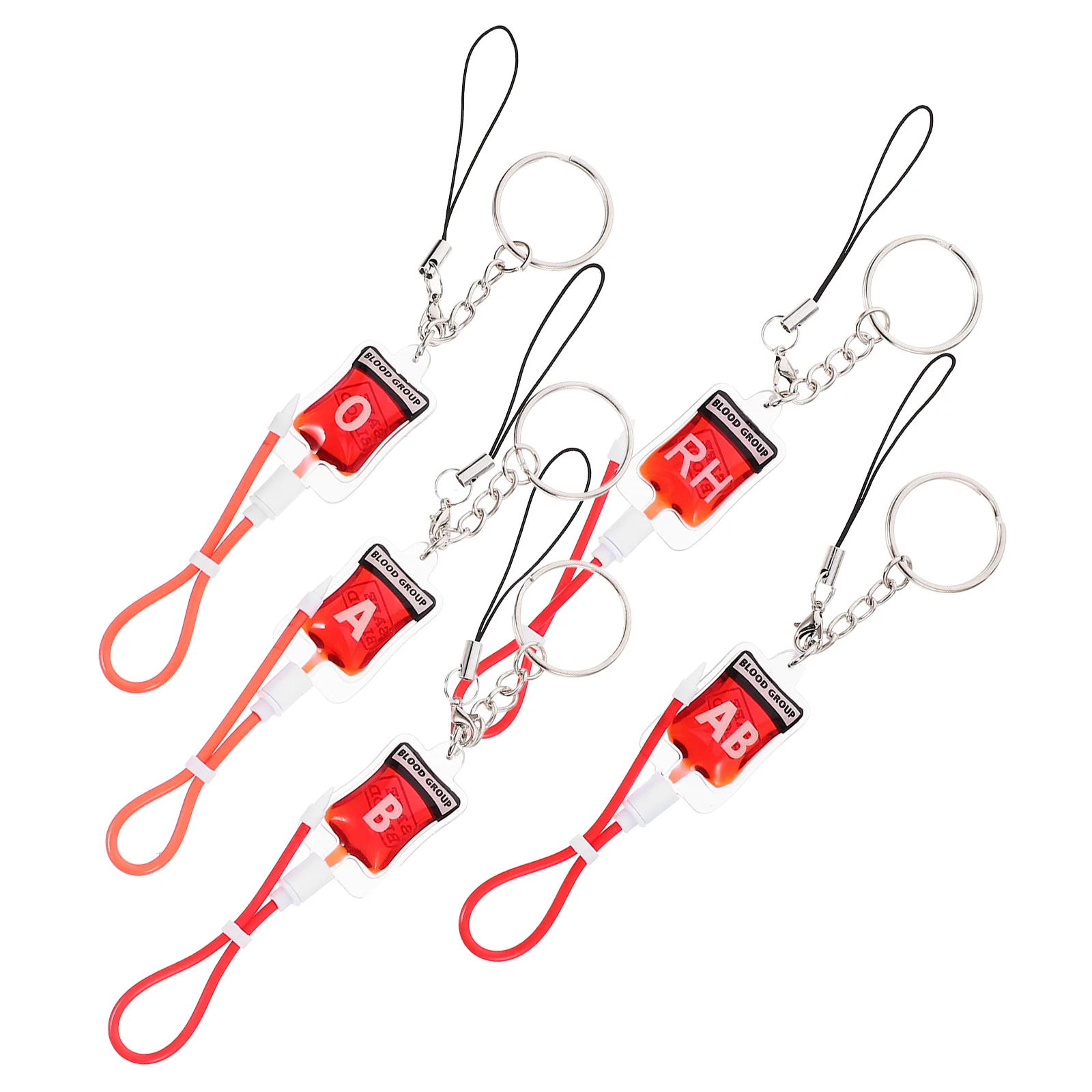 

5 Pcs Blood Type Keychains AB Unique Key Party Props Metal Small Keychain Phone Pendant Customizable Bag Charm