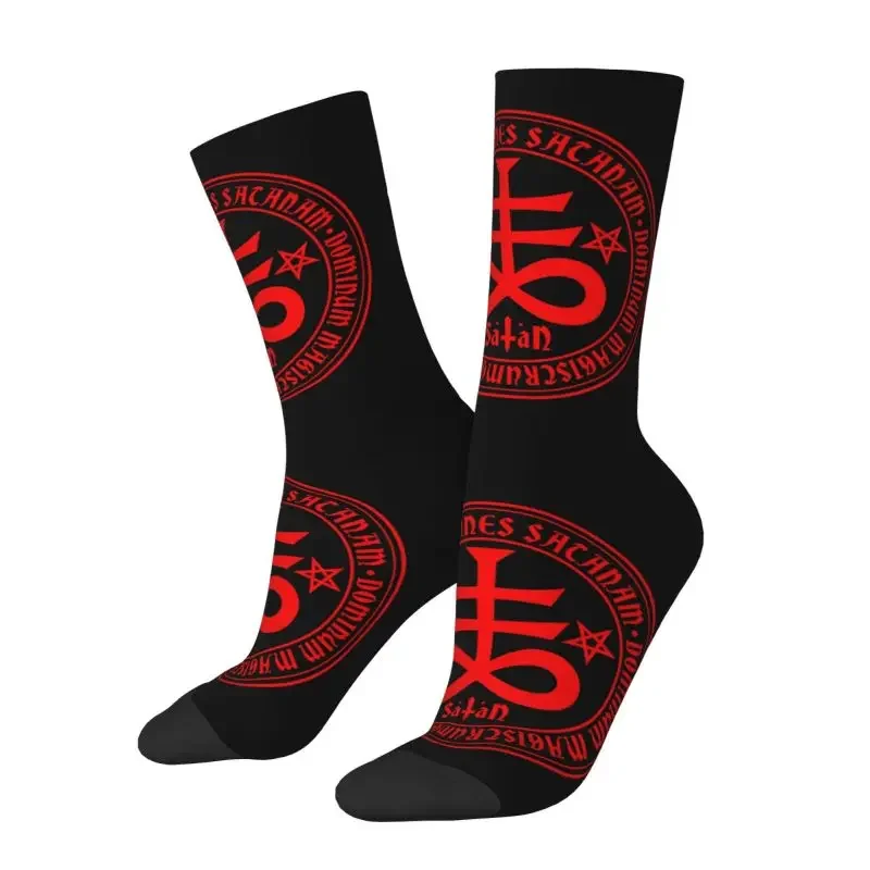 Hail Satan Satanic Cross Dress Sock Men Women Male Breathable Warm Fashion Novelty Devil Occult Crew Socks