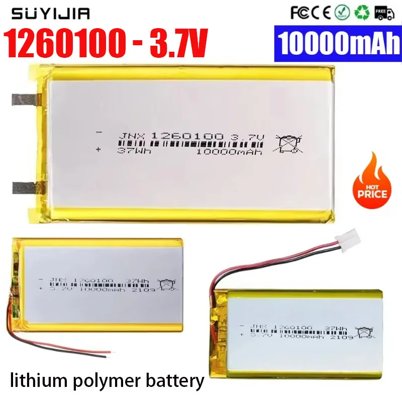 

1260100 3.7V Rechargeable Lithium Polymer Battery Ultra-large Capacity 10000mAh Mobile Power Supply Bluetooth Speaker Tablet