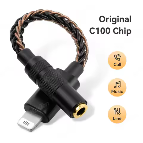 for iOS Lighting to 3.5mm Jack Headphone Adapter MFi Certified Original C100 Chip 100% Compatibility DAC Audio Connector Cable