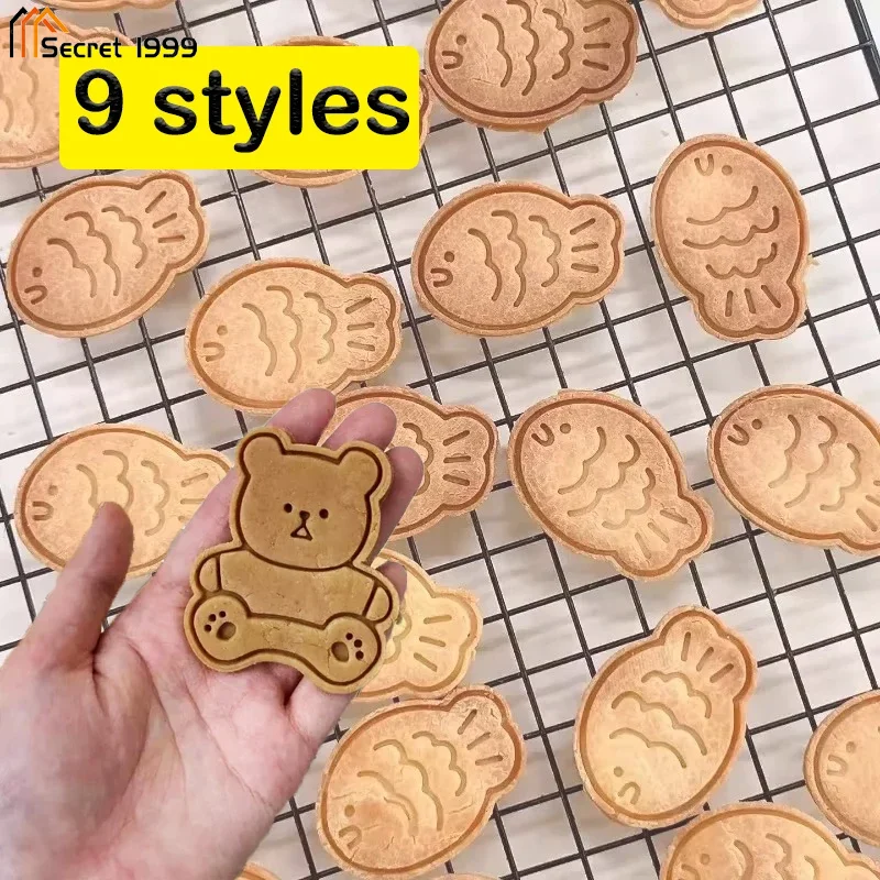 9 Styles Animal Shape Cookies Cutter Stamp Mold Bear Fish Baking Cake Biscuits Mould Diy Parties Christmas Cooking Supplies