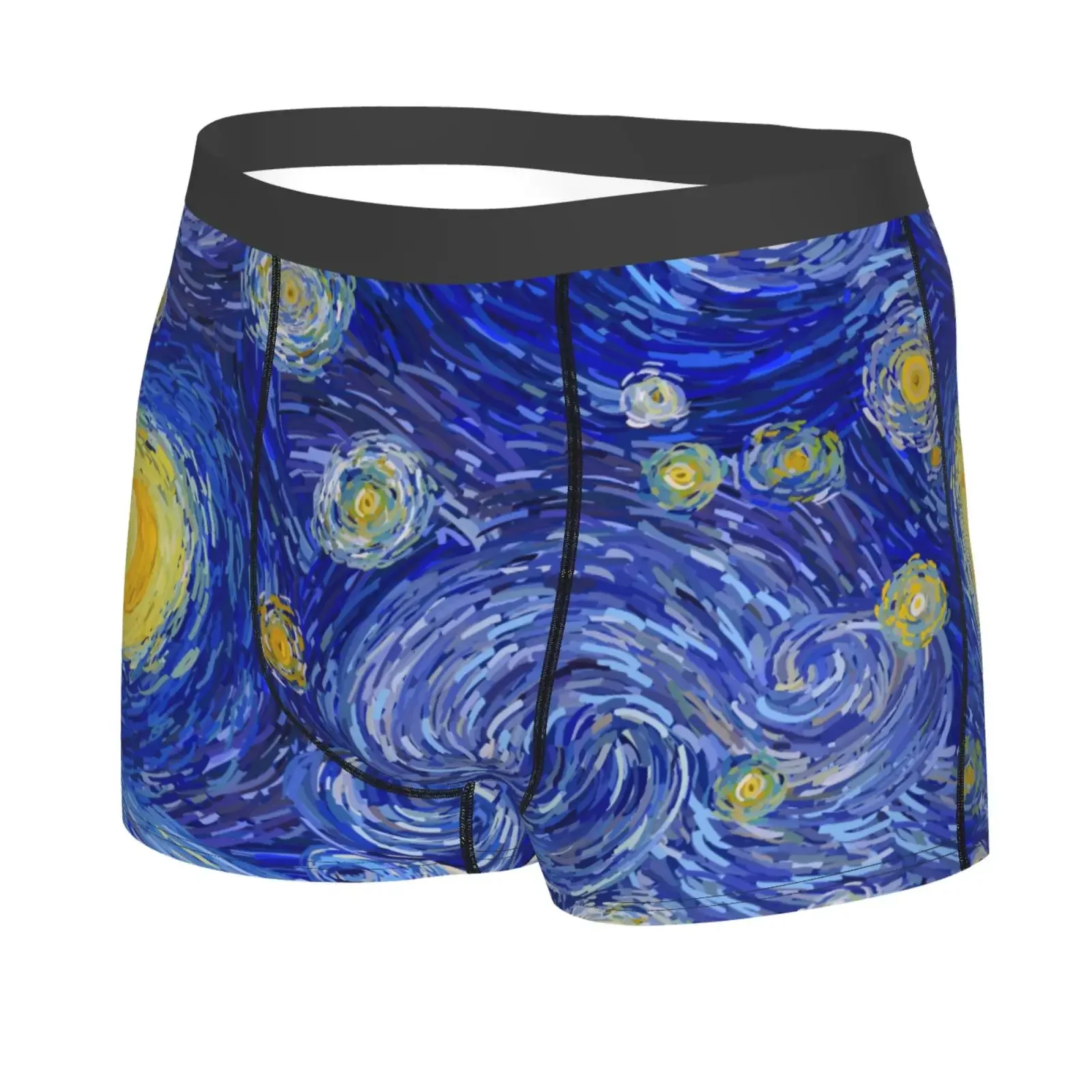 Scottish Terrier Van Gogh Starry Night Underwear Men Stretch Boxer Briefs Shorts Panties Soft Sexy Underpants For Male