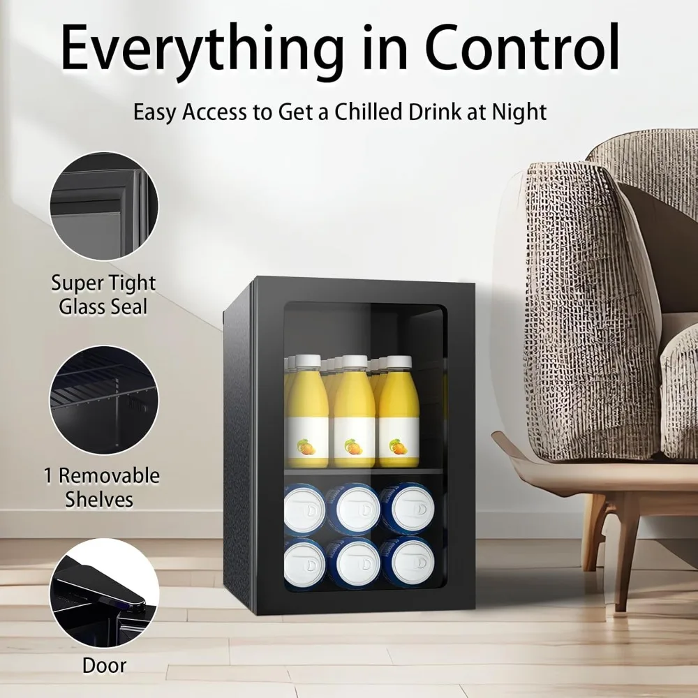 مبرد ثلاجة مشروبات 0.9 قدم مكعب، ثلاجة صغيرة 20 علبة مع باب زجاجي، ومفتاح يمكن التحكم في درجة الحرارة للصودا والبيرة o #2