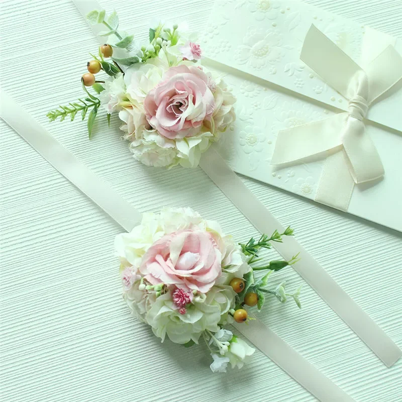 Lovegrace, boutonnieres y ramillete de muñeca para boda para mujer, planta verde, flores de mano, flor de muñeca para novia, accesorio para ramo de novia rosa