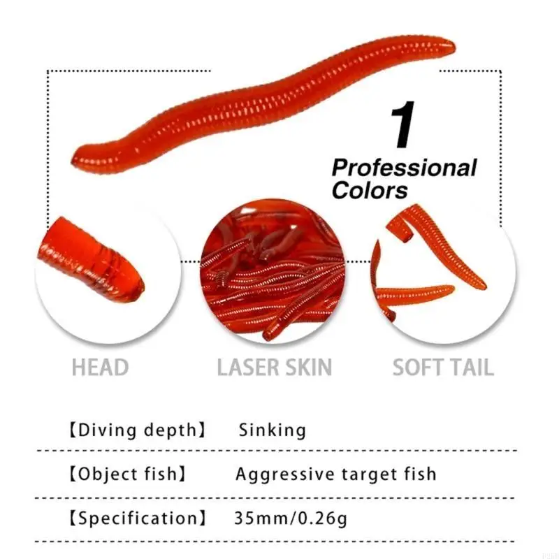 

50Pcs Soft Silicone Fishing Lures Artificial Baits Jigging Wobblers Earthworms Baits Soft Wobblers Lures Baits Easy Use
