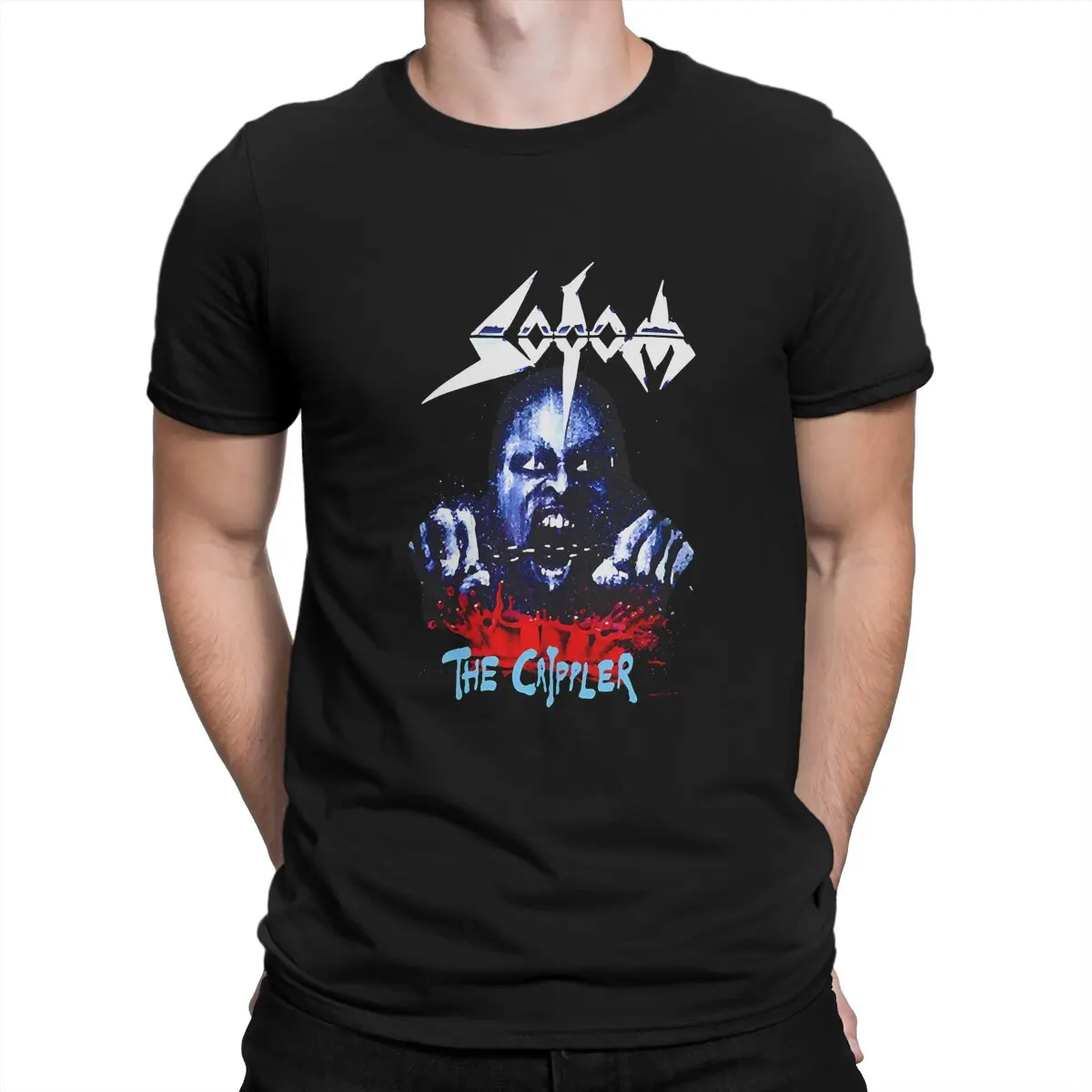 Vintage Rock Band The Crippler T-Shirt for Men Sodom Novelty Tee Shirt Crewneck Short Sleeve T Shirt Party Clothes