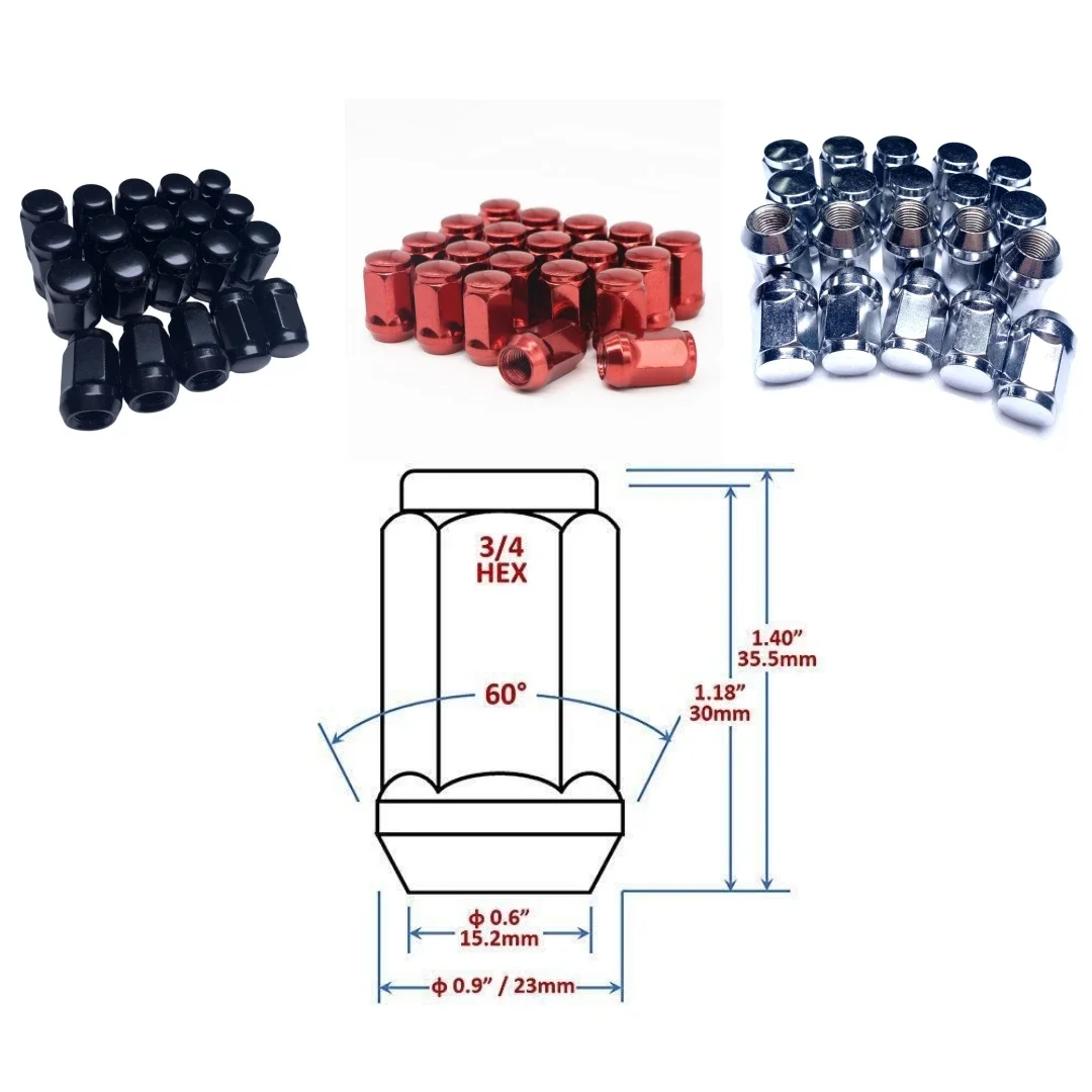 M14x1.5 Bulge Acorn Lug Nuts 35mm 1.4\