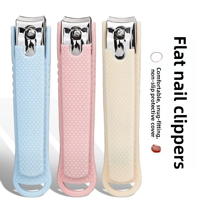 Large Flat Mouth Nail Clipper, Splash Proof with Non-slip Silicone Sleeve, Single Pack Household Manicure Tool