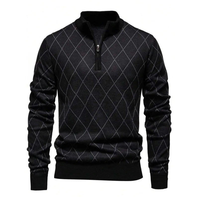 

Men's Knit Stand Collar Sweater V 35698 Cross-Border Fashion Knitted Top Other Sleeve Length Other Neck Design Other Fabric