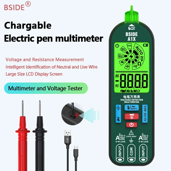 BSIDE A1X Digital Multimeter Electric Test Pen Voltage Resistance Diode Tester Live Wire Recognition Meter Automatic Shutdown