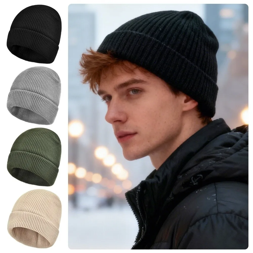 

Casual Soft Winter Beanie Solid Color Fleece Lined Fishing Hat Waterproof Coating Warm Knit Cap Winter Season for Men and Women