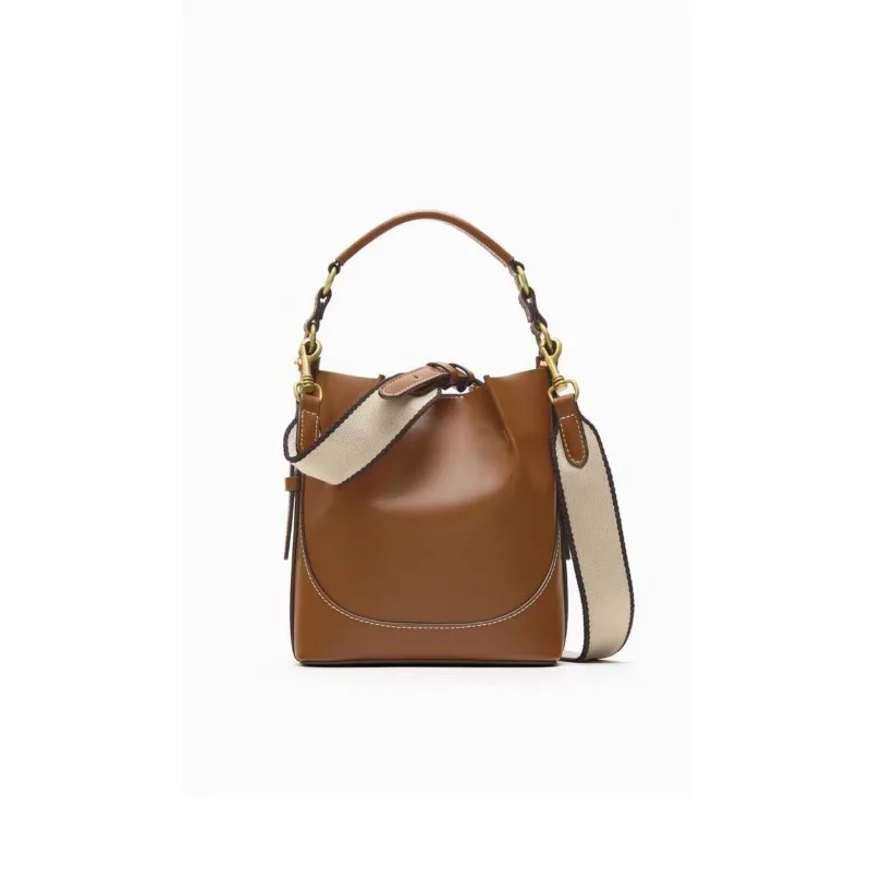 2024 New Fashionable Classic Spanish Women's Bag 2024 New Fashion Brown Korean Version of The Sling Bucket Bag Female