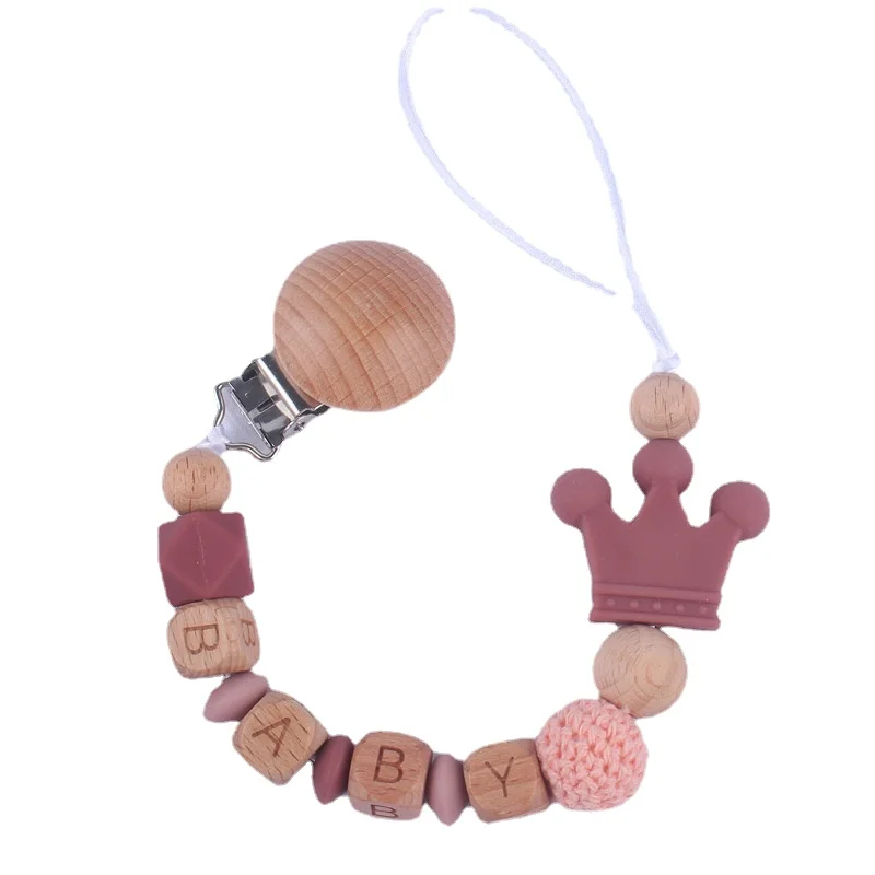 Clip de chupete personalizado con nombre, Clip de silicona para corona de bebé, cadena de soporte para chupete, accesorios para recién nacidos sin BPA