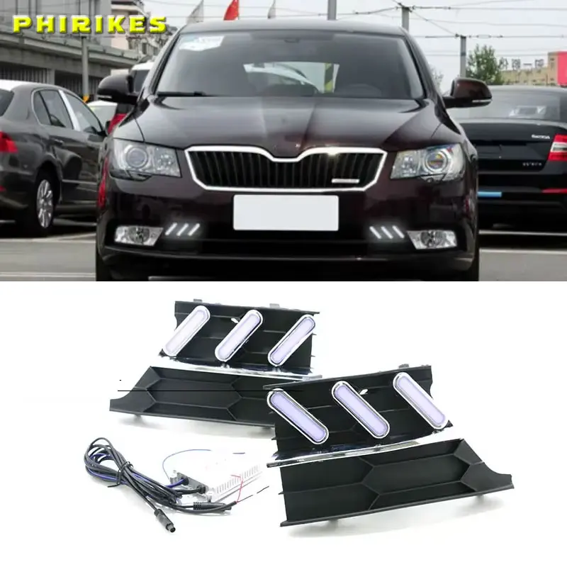

2PCS Super Brightness Car DRL Lamp 12V Waterproof ABS LED Daytime Running Light For Skoda Superb 2013-2015